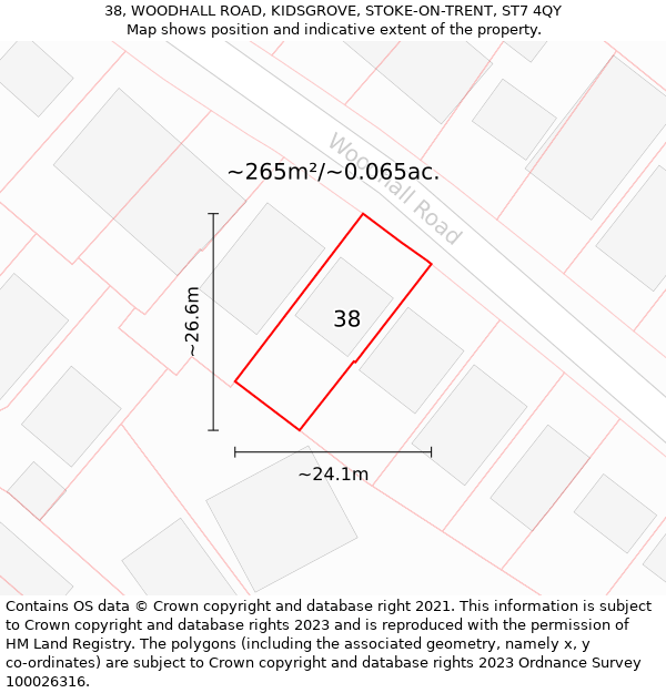 38, WOODHALL ROAD, KIDSGROVE, STOKE-ON-TRENT, ST7 4QY: Plot and title map