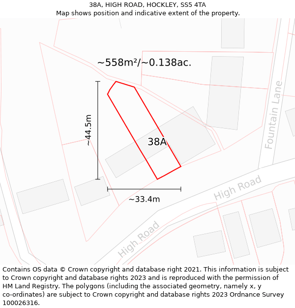 38A, HIGH ROAD, HOCKLEY, SS5 4TA: Plot and title map