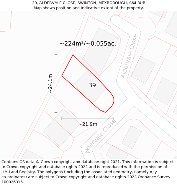 39, ALDERVALE CLOSE, SWINTON, MEXBOROUGH, S64 8UB: Plot and title map