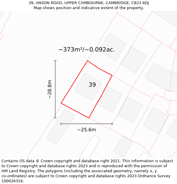 39, ANSON ROAD, UPPER CAMBOURNE, CAMBRIDGE, CB23 6DJ: Plot and title map