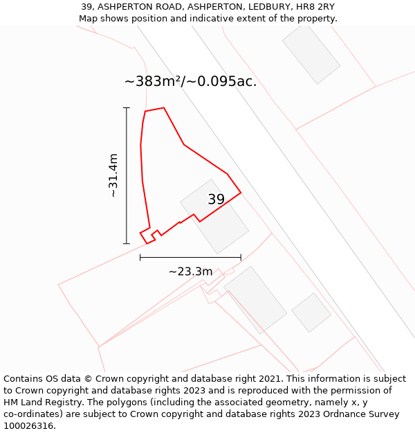 39, ASHPERTON ROAD, ASHPERTON, LEDBURY, HR8 2RY: Plot and title map