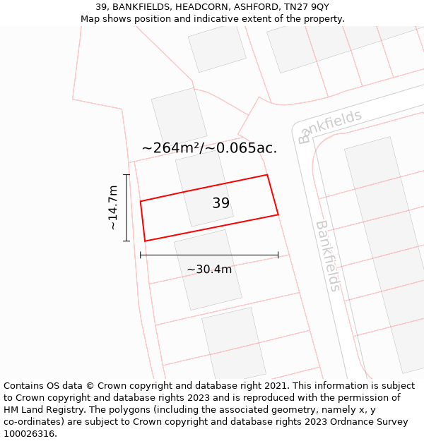 39, BANKFIELDS, HEADCORN, ASHFORD, TN27 9QY: Plot and title map