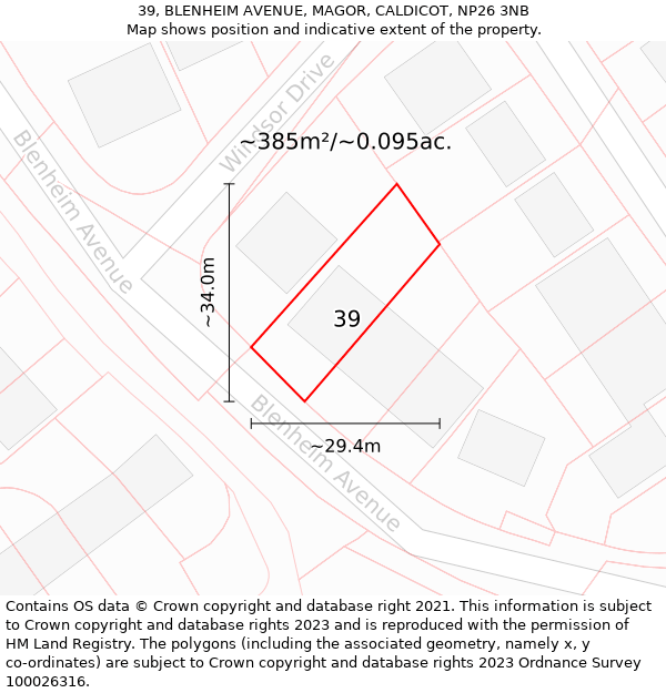 39, BLENHEIM AVENUE, MAGOR, CALDICOT, NP26 3NB: Plot and title map