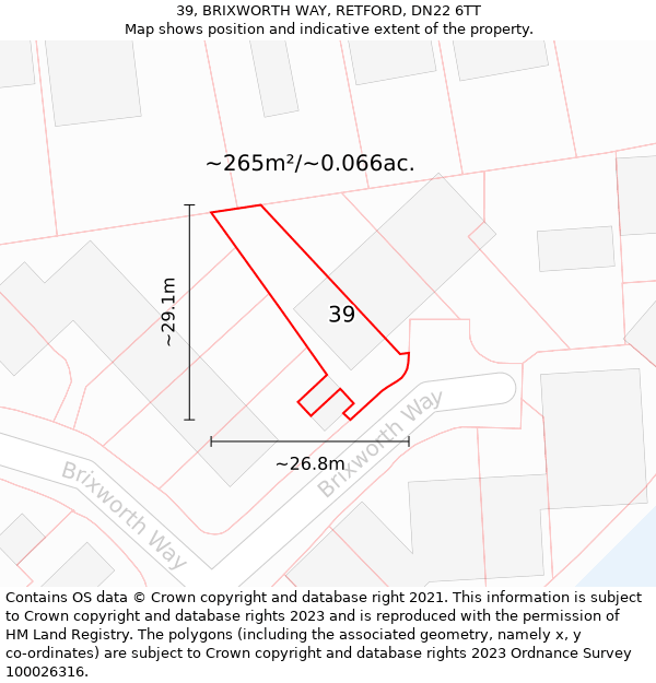 39, BRIXWORTH WAY, RETFORD, DN22 6TT: Plot and title map