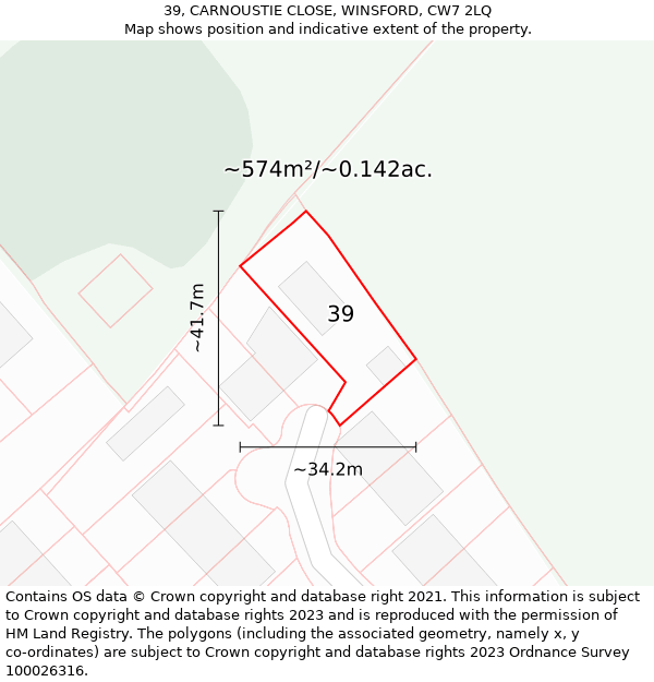 39, CARNOUSTIE CLOSE, WINSFORD, CW7 2LQ: Plot and title map