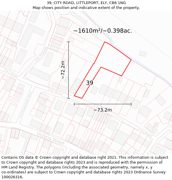 39, CITY ROAD, LITTLEPORT, ELY, CB6 1NG: Plot and title map