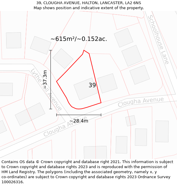 39, CLOUGHA AVENUE, HALTON, LANCASTER, LA2 6NS: Plot and title map