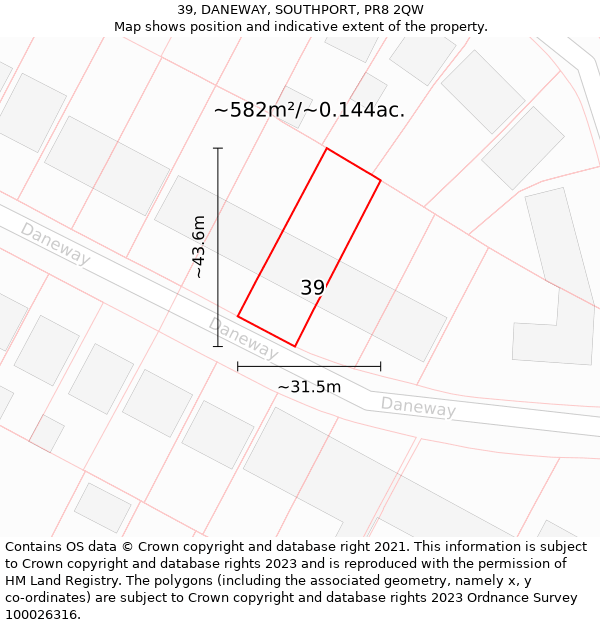 39, DANEWAY, SOUTHPORT, PR8 2QW: Plot and title map