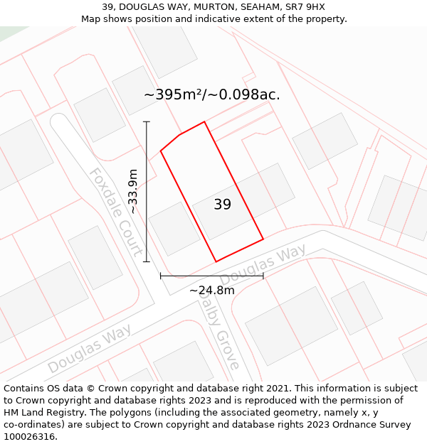 39, DOUGLAS WAY, MURTON, SEAHAM, SR7 9HX: Plot and title map