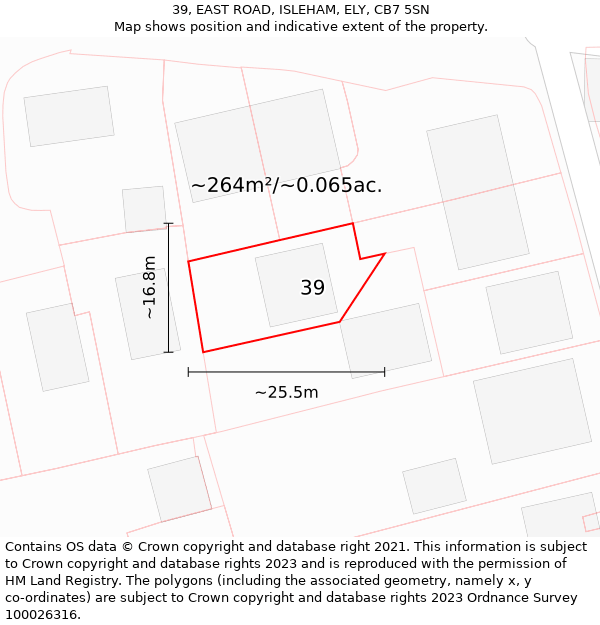 39, EAST ROAD, ISLEHAM, ELY, CB7 5SN: Plot and title map