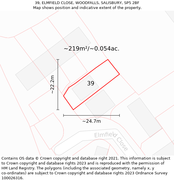 39, ELMFIELD CLOSE, WOODFALLS, SALISBURY, SP5 2BF: Plot and title map