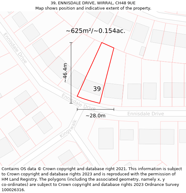 39, ENNISDALE DRIVE, WIRRAL, CH48 9UE: Plot and title map