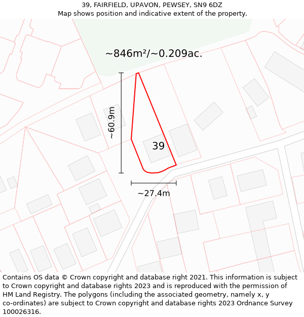 39, FAIRFIELD, UPAVON, PEWSEY, SN9 6DZ: Plot and title map