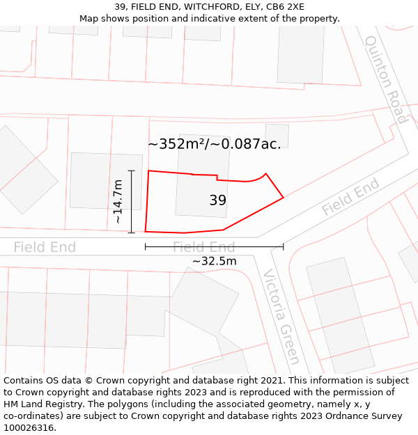 39, FIELD END, WITCHFORD, ELY, CB6 2XE: Plot and title map