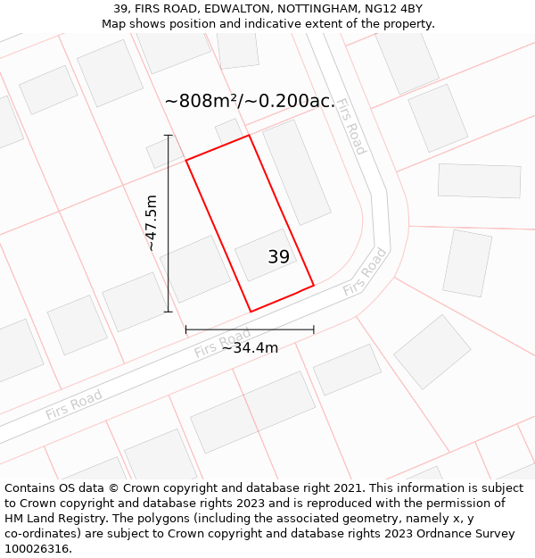 39, FIRS ROAD, EDWALTON, NOTTINGHAM, NG12 4BY: Plot and title map