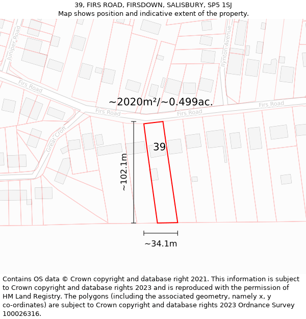 39, FIRS ROAD, FIRSDOWN, SALISBURY, SP5 1SJ: Plot and title map