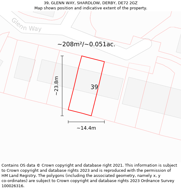 39, GLENN WAY, SHARDLOW, DERBY, DE72 2GZ: Plot and title map