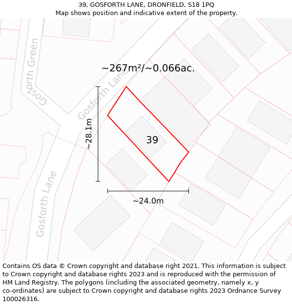 39, GOSFORTH LANE, DRONFIELD, S18 1PQ: Plot and title map