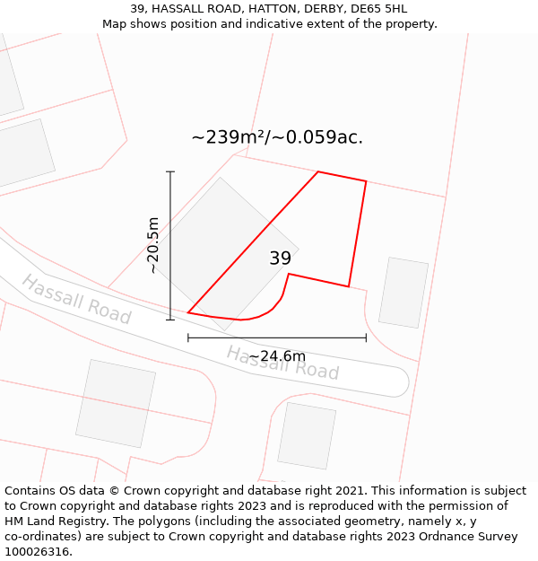 39, HASSALL ROAD, HATTON, DERBY, DE65 5HL: Plot and title map