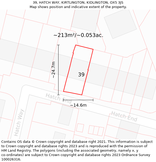 39, HATCH WAY, KIRTLINGTON, KIDLINGTON, OX5 3JS: Plot and title map