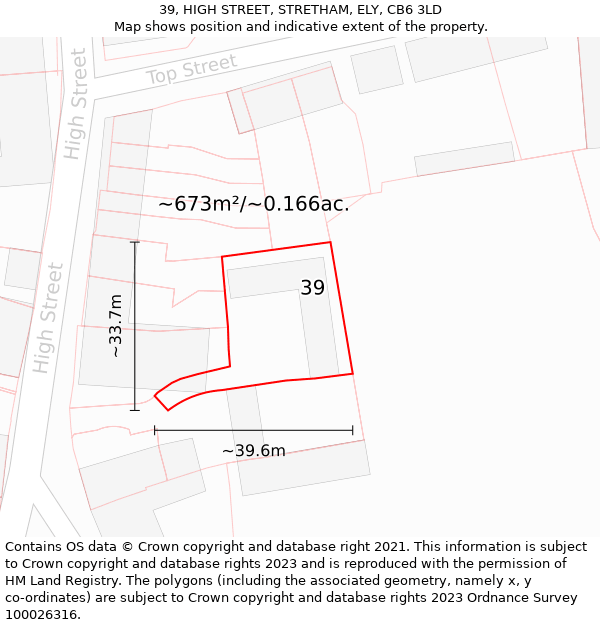 39, HIGH STREET, STRETHAM, ELY, CB6 3LD: Plot and title map