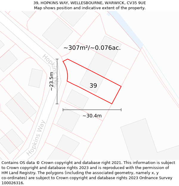 39, HOPKINS WAY, WELLESBOURNE, WARWICK, CV35 9UE: Plot and title map