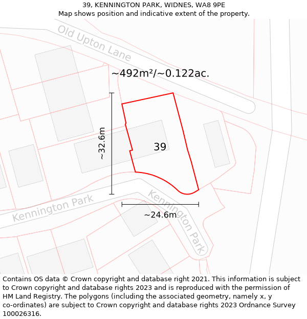 39, KENNINGTON PARK, WIDNES, WA8 9PE: Plot and title map