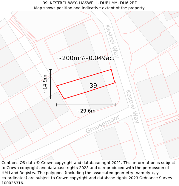 39, KESTREL WAY, HASWELL, DURHAM, DH6 2BF: Plot and title map