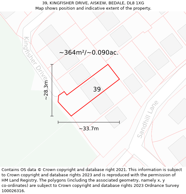 39, KINGFISHER DRIVE, AISKEW, BEDALE, DL8 1XG: Plot and title map