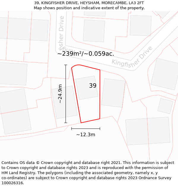 39, KINGFISHER DRIVE, HEYSHAM, MORECAMBE, LA3 2FT: Plot and title map