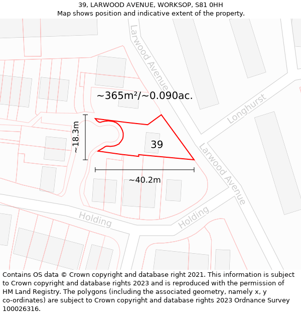 39, LARWOOD AVENUE, WORKSOP, S81 0HH: Plot and title map