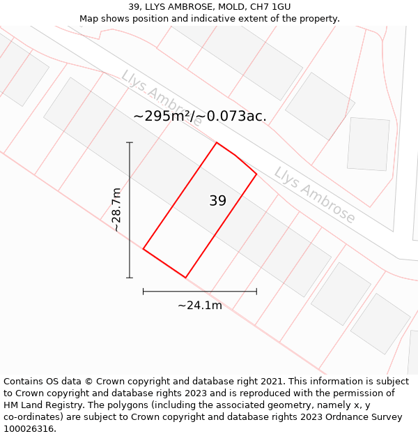 39, LLYS AMBROSE, MOLD, CH7 1GU: Plot and title map