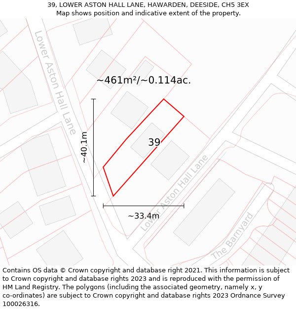 39, LOWER ASTON HALL LANE, HAWARDEN, DEESIDE, CH5 3EX: Plot and title map