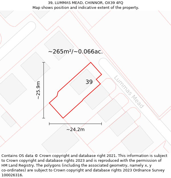 39, LUMMAS MEAD, CHINNOR, OX39 4FQ: Plot and title map