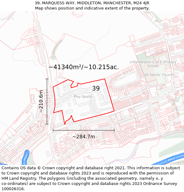 39, MARQUESS WAY, MIDDLETON, MANCHESTER, M24 4JR: Plot and title map