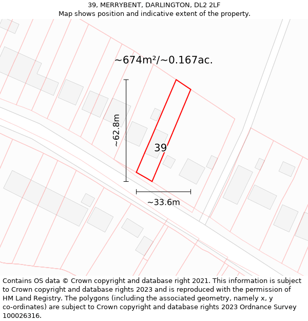 39, MERRYBENT, DARLINGTON, DL2 2LF: Plot and title map