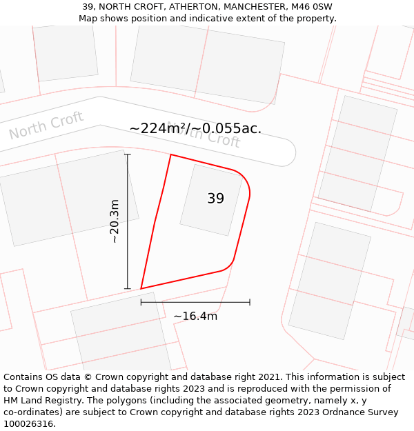 39, NORTH CROFT, ATHERTON, MANCHESTER, M46 0SW: Plot and title map