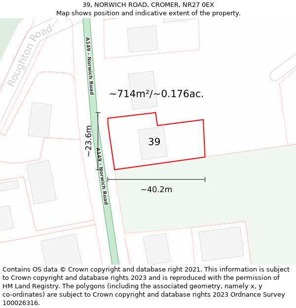 39, NORWICH ROAD, CROMER, NR27 0EX: Plot and title map