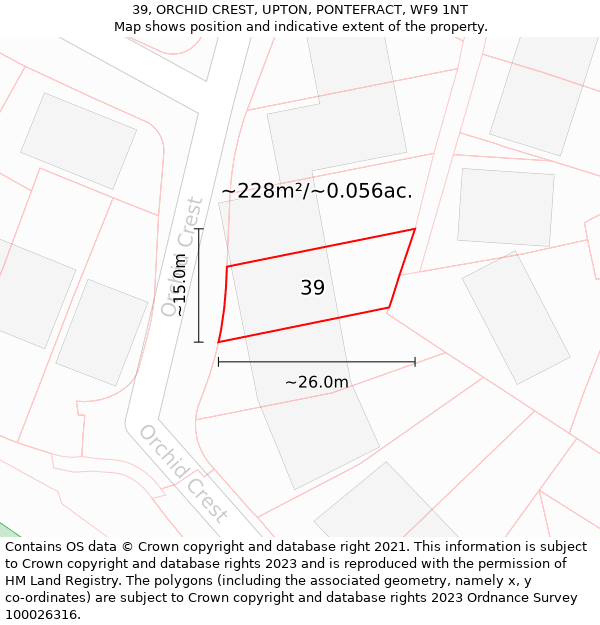 39, ORCHID CREST, UPTON, PONTEFRACT, WF9 1NT: Plot and title map