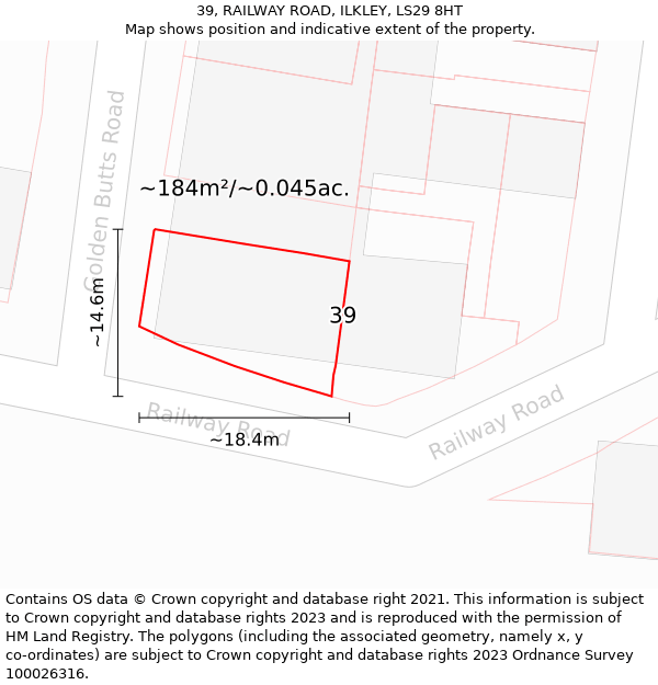 39, RAILWAY ROAD, ILKLEY, LS29 8HT: Plot and title map