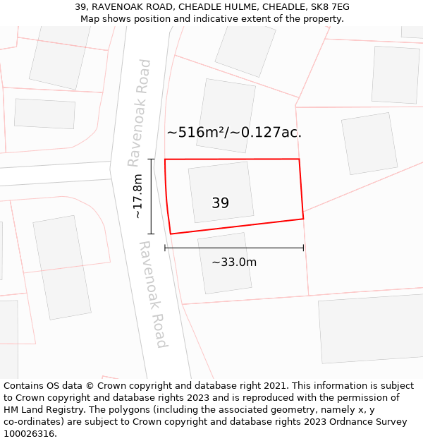 39, RAVENOAK ROAD, CHEADLE HULME, CHEADLE, SK8 7EG: Plot and title map