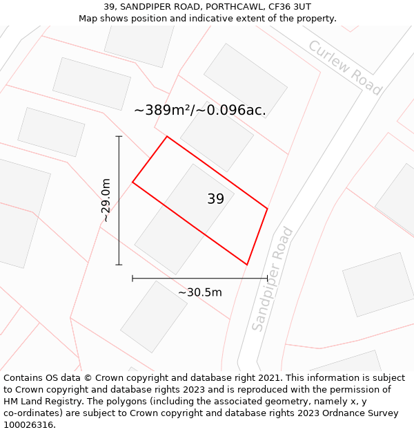 39, SANDPIPER ROAD, PORTHCAWL, CF36 3UT: Plot and title map