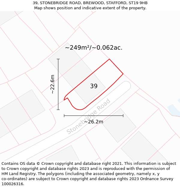 39, STONEBRIDGE ROAD, BREWOOD, STAFFORD, ST19 9HB: Plot and title map