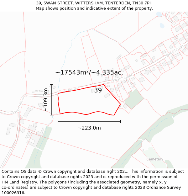 39, SWAN STREET, WITTERSHAM, TENTERDEN, TN30 7PH: Plot and title map