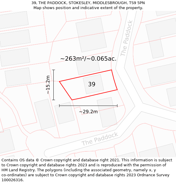 39, THE PADDOCK, STOKESLEY, MIDDLESBROUGH, TS9 5PN: Plot and title map