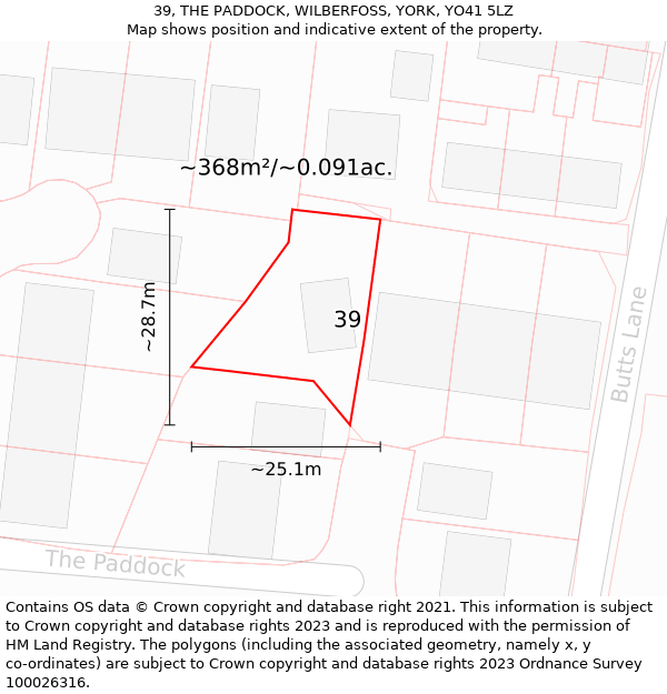 39, THE PADDOCK, WILBERFOSS, YORK, YO41 5LZ: Plot and title map