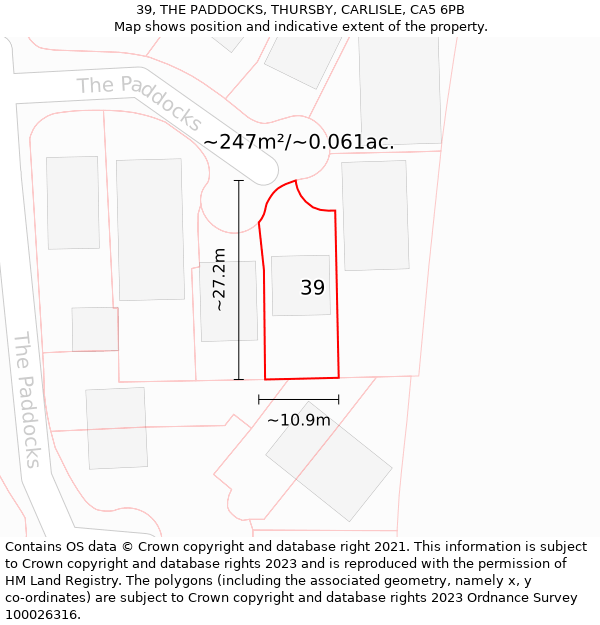 39, THE PADDOCKS, THURSBY, CARLISLE, CA5 6PB: Plot and title map