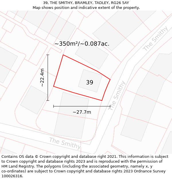 39, THE SMITHY, BRAMLEY, TADLEY, RG26 5AY: Plot and title map