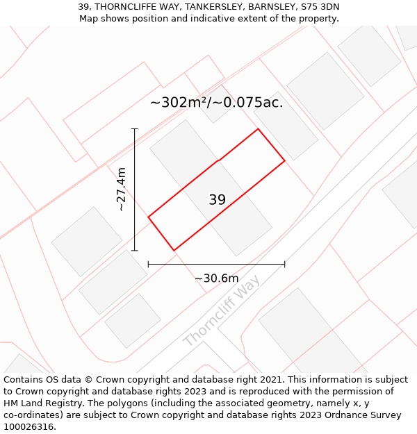 39, THORNCLIFFE WAY, TANKERSLEY, BARNSLEY, S75 3DN: Plot and title map