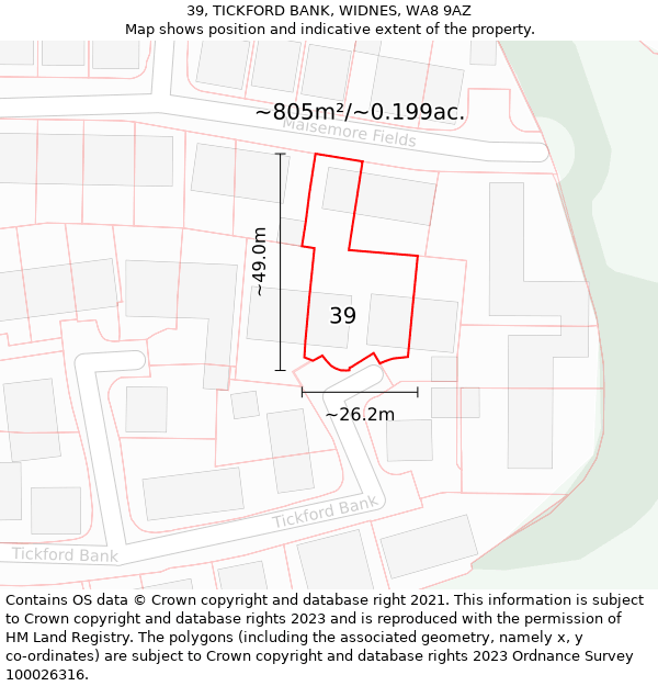 39, TICKFORD BANK, WIDNES, WA8 9AZ: Plot and title map